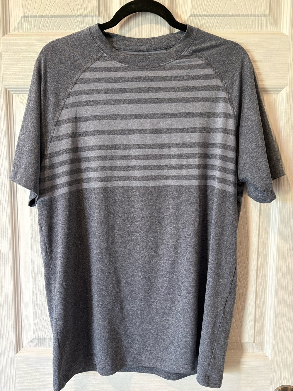 Peter Millar Heather Gray Striped Short Sleeve Performance Tee Size Medium